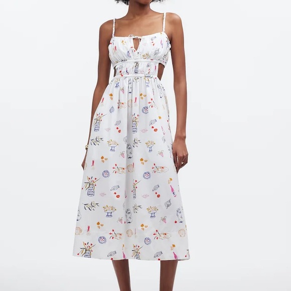 Lisa Says Gah Dresses & Skirts - Madewell x Lisa says Gah boho Greek inspired printed cut out cotton midi dress